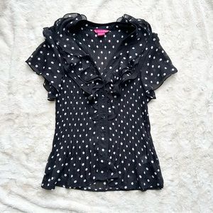 Sunny Leigh Sheer Polka Dot Blouse